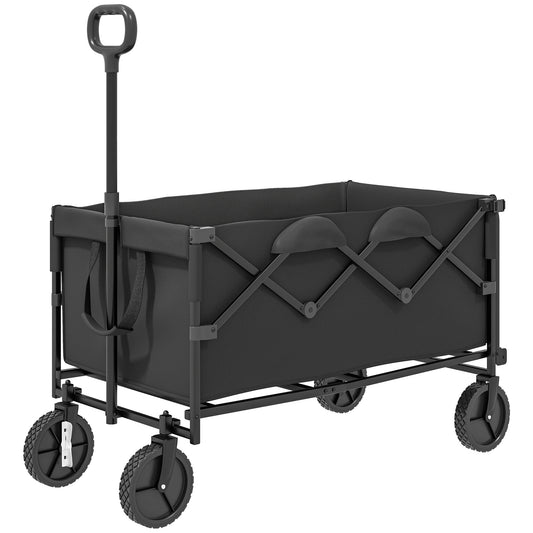Tuinkar – Kruiwagen – Transportkar – Vouwkar – Trolley – Opvouwbaar – Draagvermogen 100 kg – Afneembaar Waterdicht Zeil – Zwart