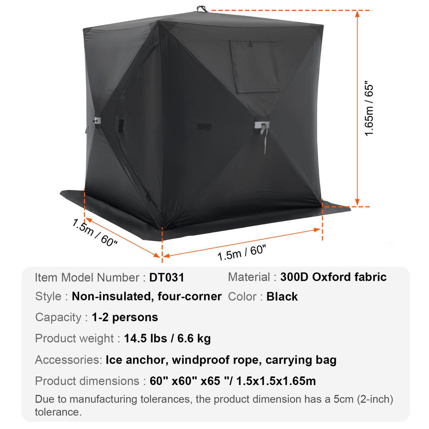 IJsvissershut – Ijsshelter – Vistoestel – Vismand – Visserstent – Draagbaar Pop-up Systeem – Water- en Windbestendig Polyester