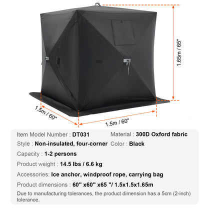 IJsvissershut – Ijsshelter – Vistoestel – Vismand – Visserstent – Draagbaar Pop-up Systeem – Water- en Windbestendig Polyester