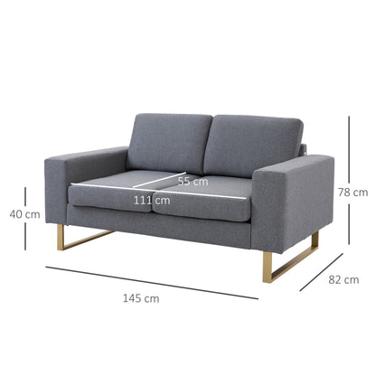 Bankstel – Bank – Zitzetel – Zitbank – Sofa – Donkergrijs – Stoffen Bekleding – Compact Formaat 145x82x78 cm
