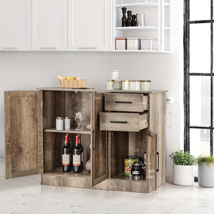 Kitchen Buffet Kast – Dressoir – Opbergkast – Sideboard – Buffetkast – Grijs – MDF Materiaal – Verstelbare Plank