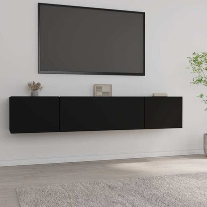 TV cabinets 2pcs. Black 80x30x30cm wood material,  Sleek Cabinet, Minimalist Design, Durable Material, Particle Board, Media Storage, Tv Stand
