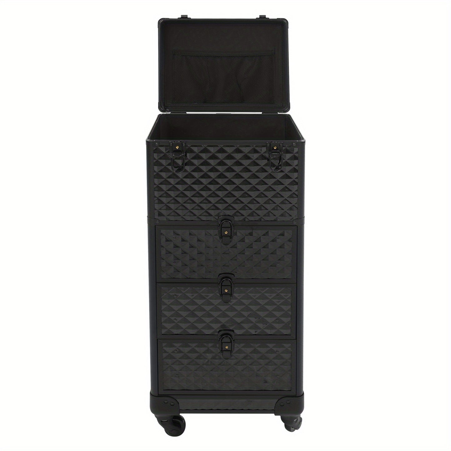 Make-up Organizer – Make-up Trolley – Beautykoffer – Make-up Koffer – Make-up Case – Aluminium Behuizing – Vergrendelbare Laden – Mobiele Make-up Trolley met 4 Wielen – Ruime Opbergruimte voor Salon en Reis
