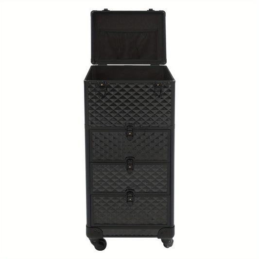 Make-up Organizer – Make-up Trolley – Beautykoffer – Make-up Koffer – Make-up Case – Aluminium Behuizing – Vergrendelbare Laden – Mobiele Make-up Trolley met 4 Wielen – Ruime Opbergruimte voor Salon en Reis