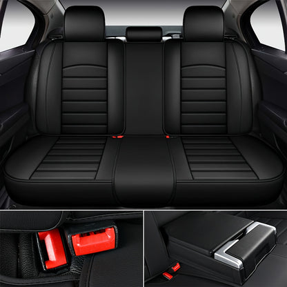 Universal PU Leather Car Seat Covers Full Set, for Vw Golf, Tiguan, Passat, T-Roc,, Touran, Arteon, ID.4, Adjustable for Front and Rear Seats, Five-Seat All-Season Car Seat Protectors, Non-Slip with Airbag Compatibility