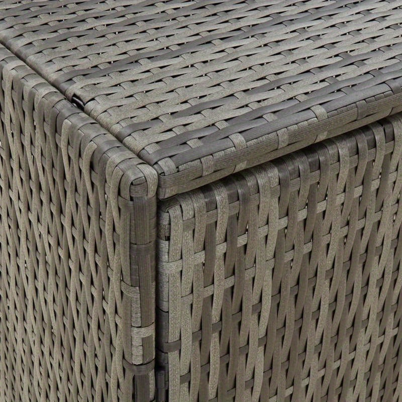 Large Storage Box with Lid - Heavy-Duty Poly Rattan, 99.06cmW x 54.61cmD x 80.01cmH, All-Weather Resistant Rectangular Organizer with Golden-Toned Hinges & Dark Brown/Gray Wicker Texture for Patio, Porch, Garage, Balcony - Mu