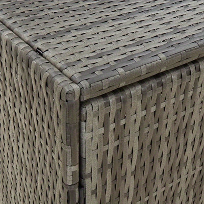 Large Storage Box with Lid - Heavy-Duty Poly Rattan, 99.06cmW x 54.61cmD x 80.01cmH, All-Weather Resistant Rectangular Organizer with Golden-Toned Hinges & Dark Brown/Gray Wicker Texture for Patio, Porch, Garage, Balcony - Mu
