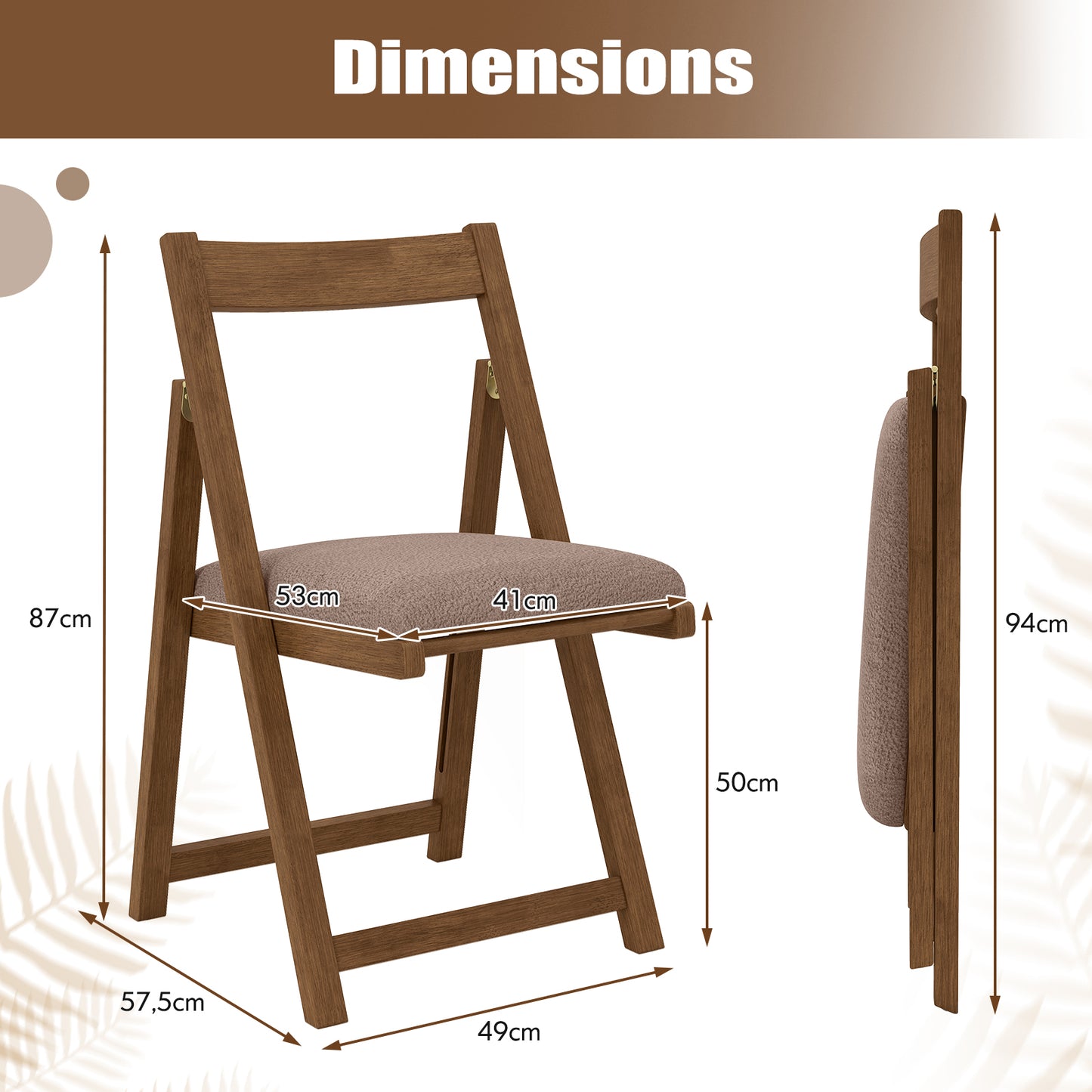 Inklapbare Stoelen Set – Opvouwbare Stoelen – Eetkamerstoelen – Klapstoelen – Extra Zitplaatsen – Stevig Houten Frame – Comfortabele Gevoerde Zitting