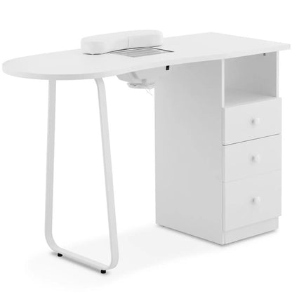 Cosmetic Manicure Desk with Dust Absorber, 120 x 45 cm - White - QUORE