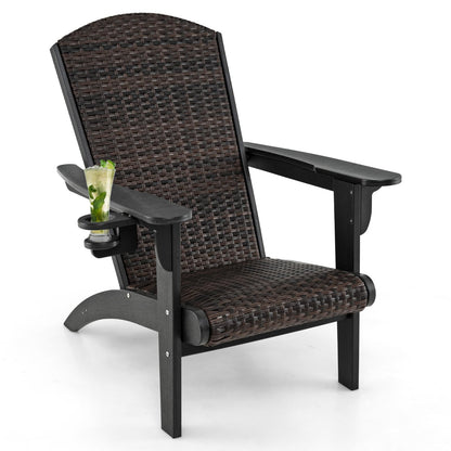Adirondack Tuinstoel – Tuinstoel – Buitenstoel – Balkonstoel – Loungestoel – HDPE Frame – Comfortabel Gevuld Rattan