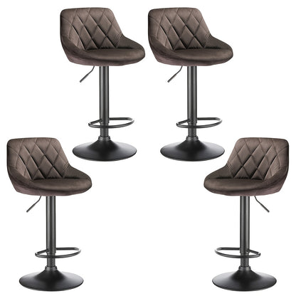 Luxury Velvet Bar Stools Set Of 4 - Swivel Padded Bar Chairs with Metal Base | Commercial Grade Heavy-Duty Stools for Bar/Cafe/Kitchen | Premium Upholstered Counter Height Stools (brown)