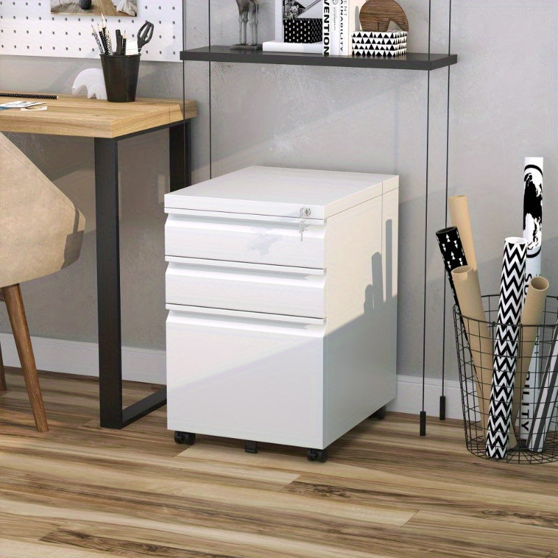 Rolkast – Rolcontainer – Ladenkast – Opbergkast – Mobiele Kast – Wit Staal – Compact 39x48x60 cm – Duurzaam en Ruimtebesparend