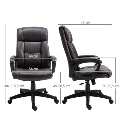 Ergonomische Bureaustoel – Office Chair – Werkstoel – Draaistoel – Bureaustoel – Verstelbaar Zitcomfort – 360° Zwenkwielen – Chocoladebruin Synthetic PU Leer
