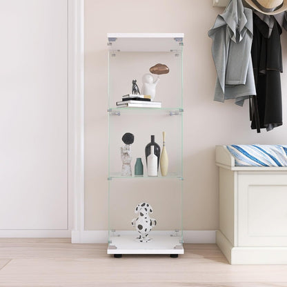 Glazen Vitrinekast – Vitrinekast – Displaykast – Collectiekast – Dressoir – 3 Glazen Planken – Met Slot – Wit – 125x42x36 cm