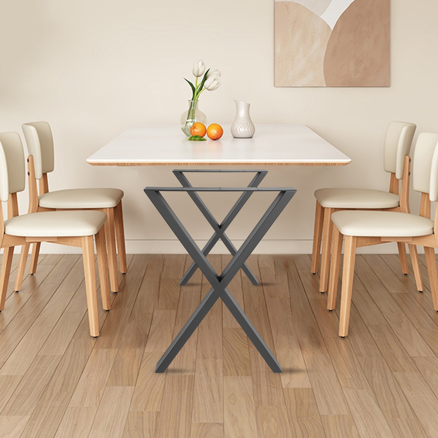 Tafelpoten – Tafelonderstel – Meubelpoot – Tafelpoot Set – X-vormige Tafelpoot – Verstelbare Hoogte – Zwart Stalen Design – Draagvermogen 200 kg
