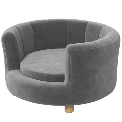 Huisdierenbank – Dierenbank – Huisdieren Sofa – Dierenkussen – Kleine Hond Bed – Grijs – Verhoogd Ontwerp – Afneembare Wasbare Kussenhoes