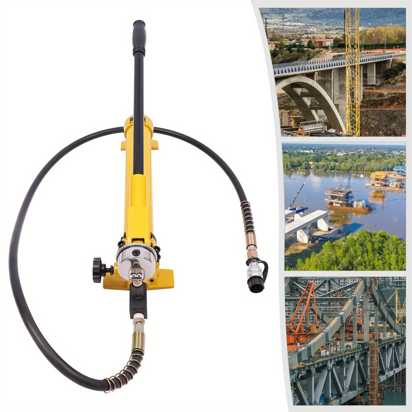 Hydraulische Handpomp – Handmatige Pomp – Hydraulische Pers – Oliepomp – Drukpomp – Hoge Druk Tot 700 Bar – Compact & Draagbaar – Gele Uitvoering