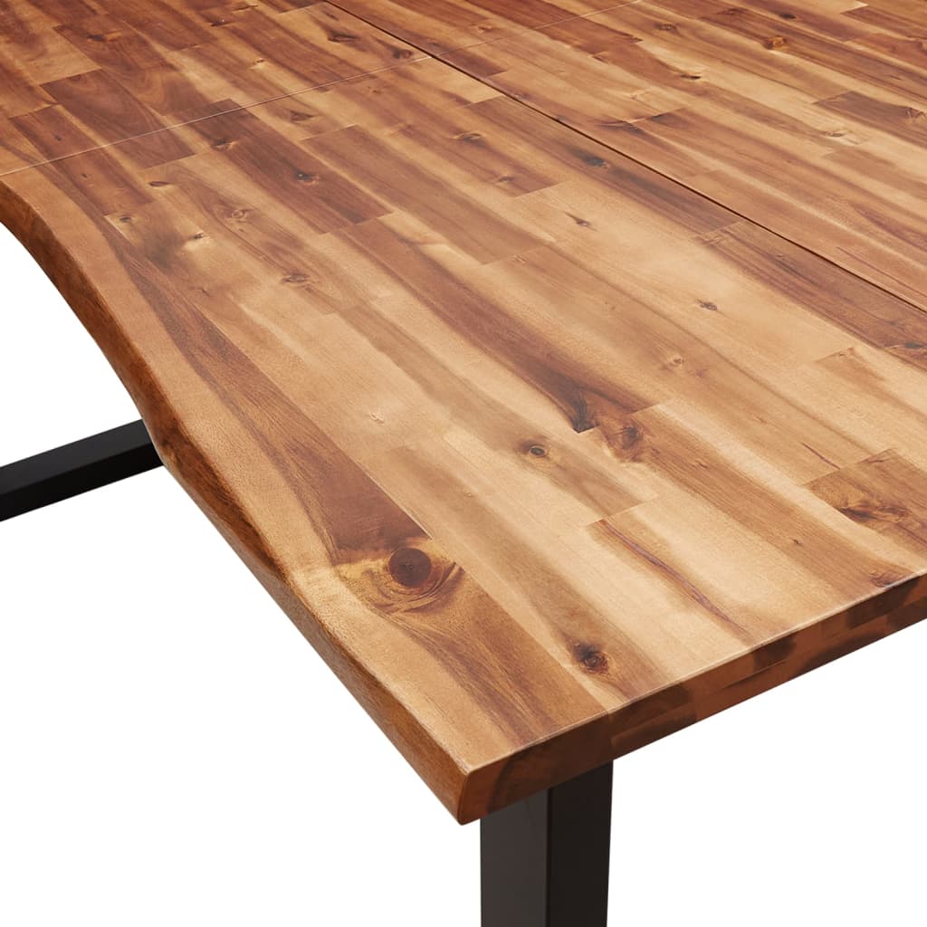Eetkamer Hoekset – Hoekbank – Eettafel Set – Dining Set – Hoekmeubel – Massief Acaciahout – U-Vormige Stalen Poten – 180 cm Lang