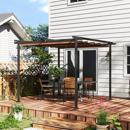 Pergola – Tuinpaviljoen – Prieel – Terrasoverkapping – Zonwering – Uitschuifbaar Polyester Dak – 3x3 Meter – UPF30+ Bescherming