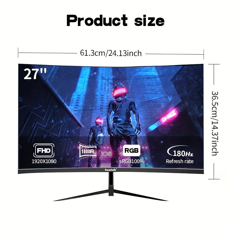 Gaming Monitor – Curved Monitor – Gaming Display – 27 Inch Scherm – Full HD – 180 Hz Refresh Rate – 1800R Kromming – VA Paneel