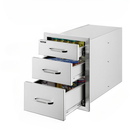 3-Laagse Lade – Keukenkastje – Opberglade – BBQ Lade – RVS Lade – Roestvrij Staal – Weerbestendig En Geruisloos – 35x58 cm