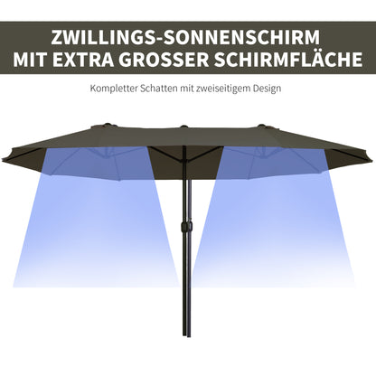 Parasol – Tuinparasol – Marktparasol – Dubbele Parasol – Terrasparasol – Handmatige Zwengel – Groot Ovaal 460x270 cm – Windbestendig Polyester
