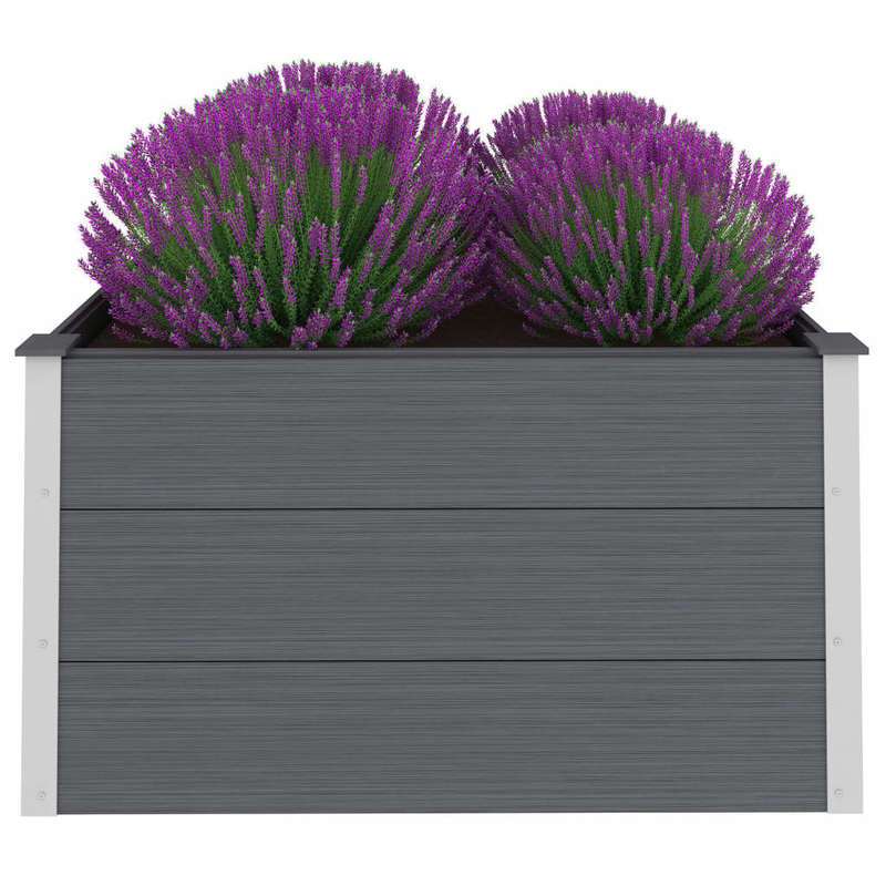 Easy to assemble WPC raised garden bed 100x100x54cm Grey modern and simple backyard high-quality flower box kit
