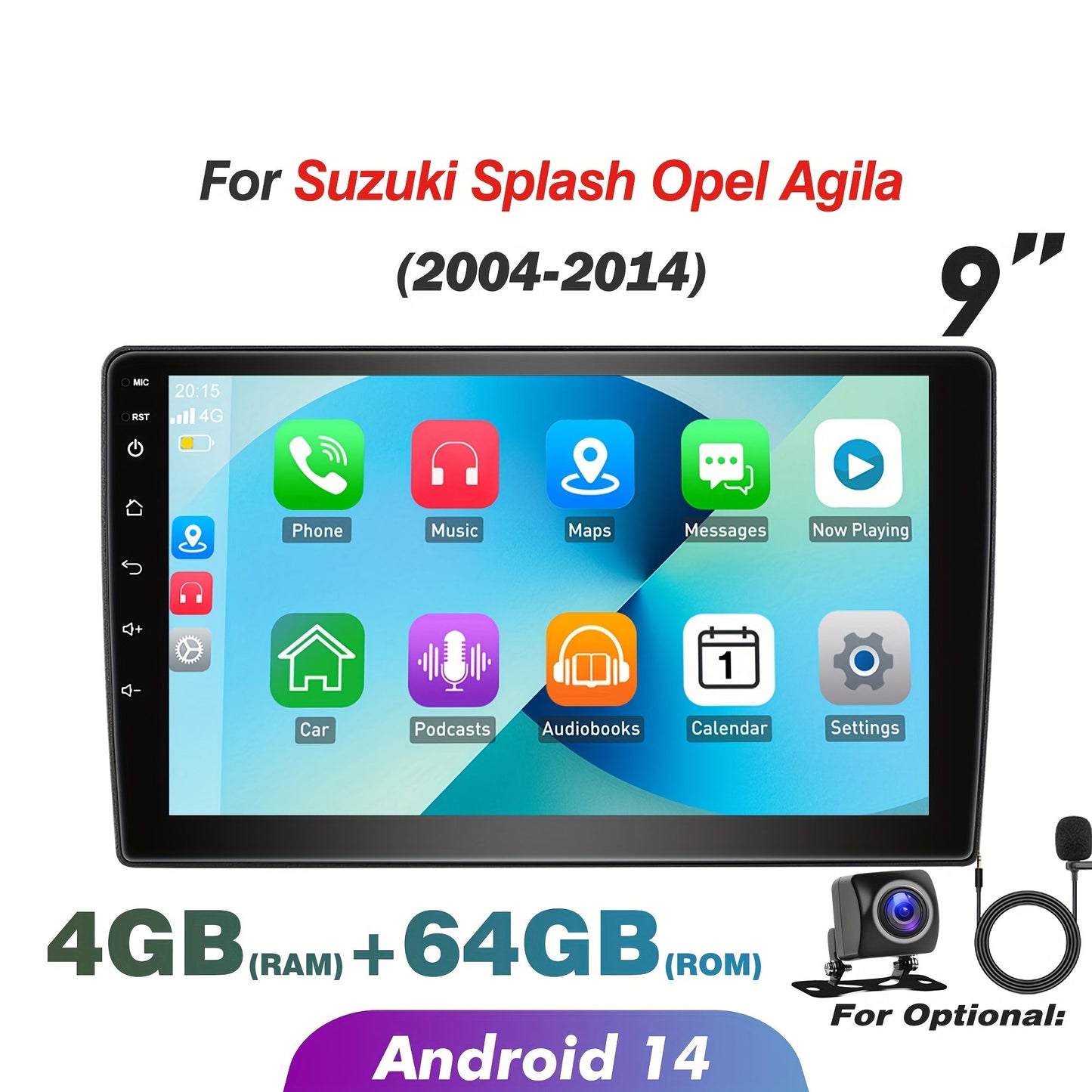 Autoradio – Autoradio 2 DIN – Car Stereo – Multimedia Speler – Autoradio Touchscreen – 9 Inch IPS Scherm – Android 14 – Bluetooth Handsfree Bellen