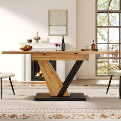 Modern Extendable Dining Table with Expandable Top - Space-Saving Design, Extends from 120 to 160cm Length, Multifunctional Kitchen & Dining Room Table Suitable for Small Spaces, Easy Assembly (No Wood)