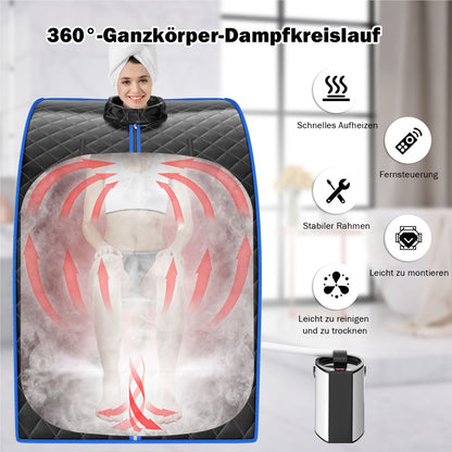 Mini Stoomsauna – Stoamcabine – Draagbare Sauna – Persoonlijke Sauna – Stoombad – 3L Waterreservoir – Afstandsbediening Met Timer & Temperatuurregeling – Zwart
