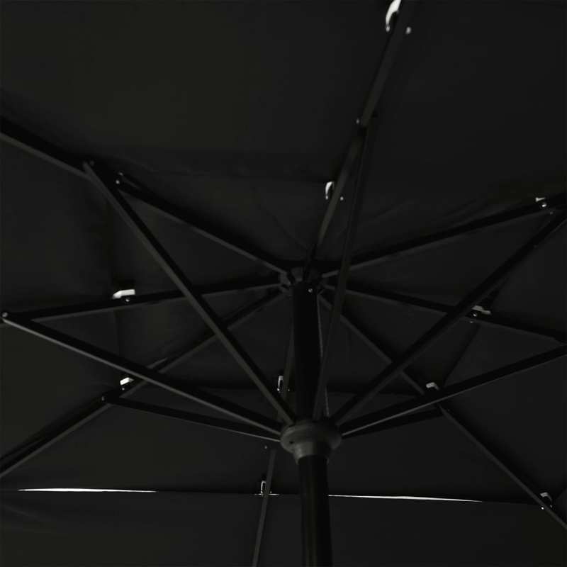 Heavy-Duty 3-Layer Solid Parasol with Aluminum Mast - 2.5x2.5m Large Rectangular Umbrella, UV-Resistant, Durable Steel Frame & Black Canopy for Poolside, Garden, Beach, Outdoor - Easy Setup & Portable Design, Classic Style, S