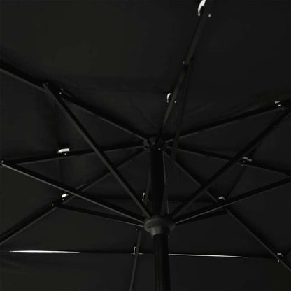 Heavy-Duty 3-Layer Solid Parasol with Aluminum Mast - 2.5x2.5m Large Rectangular Umbrella, UV-Resistant, Durable Steel Frame & Black Canopy for Poolside, Garden, Beach, Outdoor - Easy Setup & Portable Design, Classic Style, S
