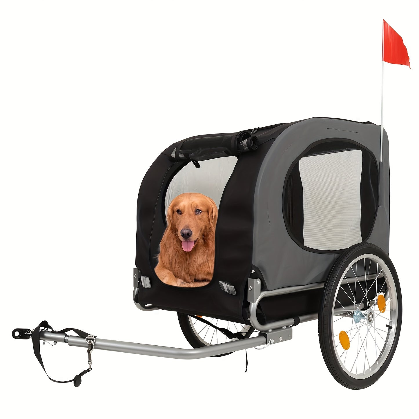 Fietsmand voor Honden – Hondenfietsaanhanger – Hondentransportkar – Hondenfietskooi – Fietskar voor Huisdieren – Grijs – Draagvermogen 39,92 kg – Waterafstotend 600D Oxford doek
