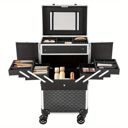 Make-upkoffer – Make-up Trolley – Make-up Organizer – Cosmetica Koffer – Make-up Case – Ruime Indeling Met Uitneembare Trays – Stevig ABS Materiaal Met Verstelbare Trolleystang