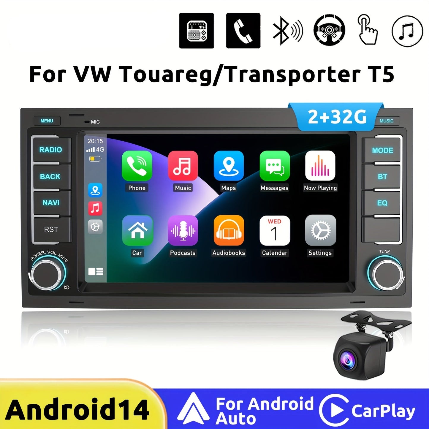 Autoradio – Android Autoradio – Car Audio – Multimedia Speler – Auto Stereo – 7 Inch HD Touchscreen – Android 14 Met Wireless CarPlay & Android Auto
