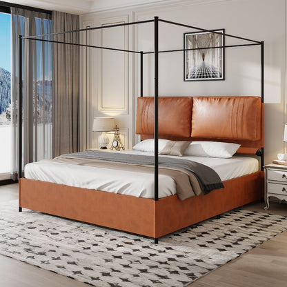 King Size Bedframe – Ledikant – Boxspringbed – Tweepersoonsbed – Slaapkamermeubel – Metalen Frame – Luxe Gestoffeerd Hoofdbord – 180x200 cm