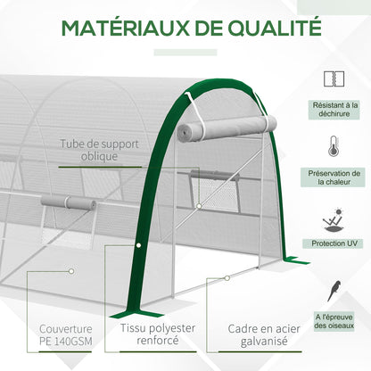 Tunnelkas – Kasje – Kas – Tuinkas – Groentekas – 18 m² – UV-bestendig PE Zeil, 8 Ventilatieraampjes