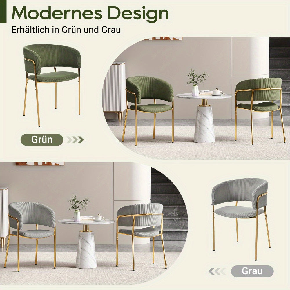 Eetkamerstoelen – Stoelen – Kuipstoelen – Woonkamerstoelen – Design Stoelen – Set van 4 – Corduroy Bekleding – Verstelbare Poten