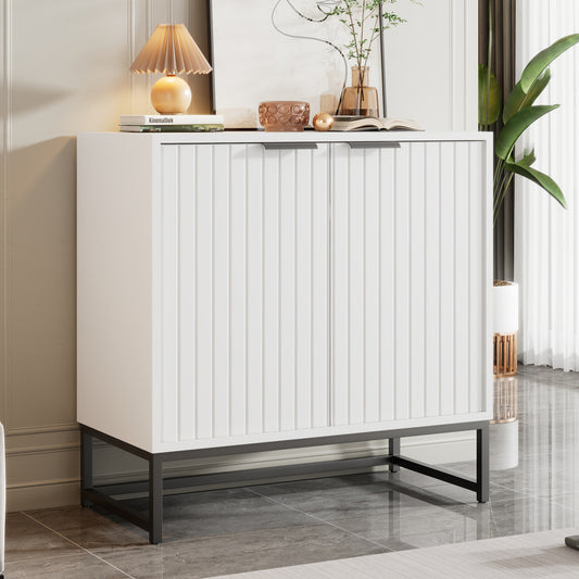 Dressoir – Ladekast – Opbergkast – Commode – Buffetkast – Wit – MDF Met Vacuümgevormde Deuren – Compact 80x40x80 cm