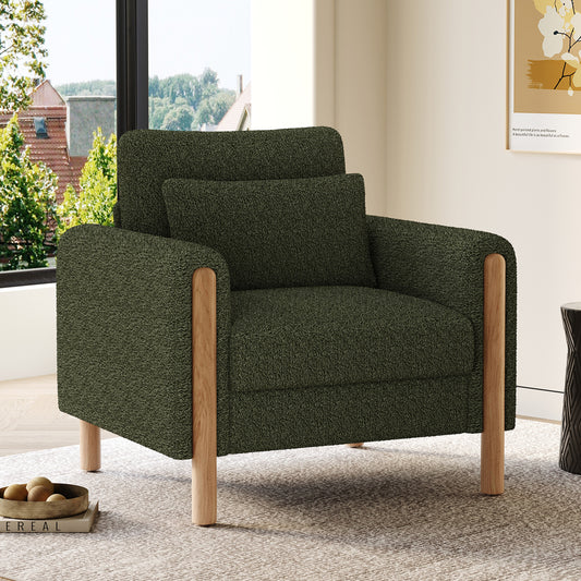 Fauteuil – Loungestoel – Relaxstoel – Zetel – Stoel – Groene Pluche Bekleding – Duurzaam Niet-Houten Frame