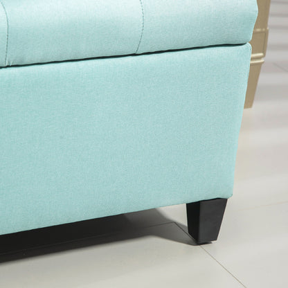 Opbergkist – Opbergbox – Opbergbank – Opbergstoel – Opbergmand – Groen Linnen-achtig Polyester – Stevig Rubberhout – 100 x 40 x 44 cm