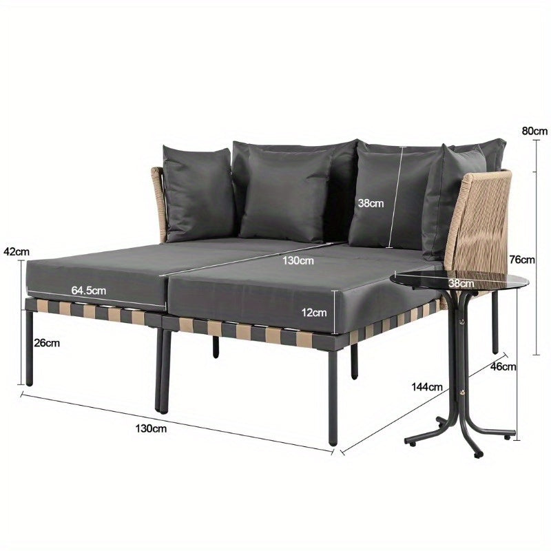 Loungeset – Tuinset – Loungemeubel – Balkonmeubilair – Terrasmeubels – Modulair Ontwerp – Afneembare Wasbare Kussens