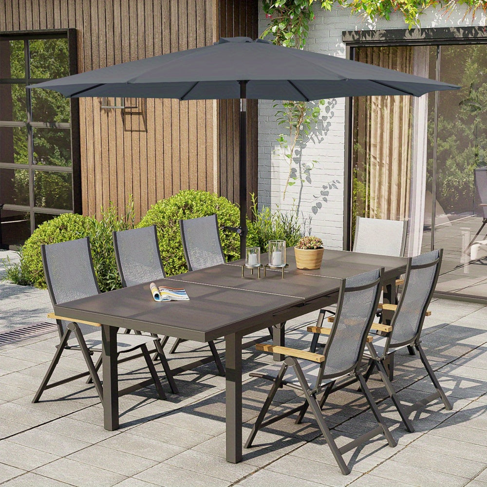 Parasol – Stokparasol – Balkonparasol – Zweefparasol – Strandparasol – 270 cm Diameter – Duurzaam Waterafstotend Doek – Stevig IJzeren Frame – Opvouwbaar & Draagbaar – Modern Grijs