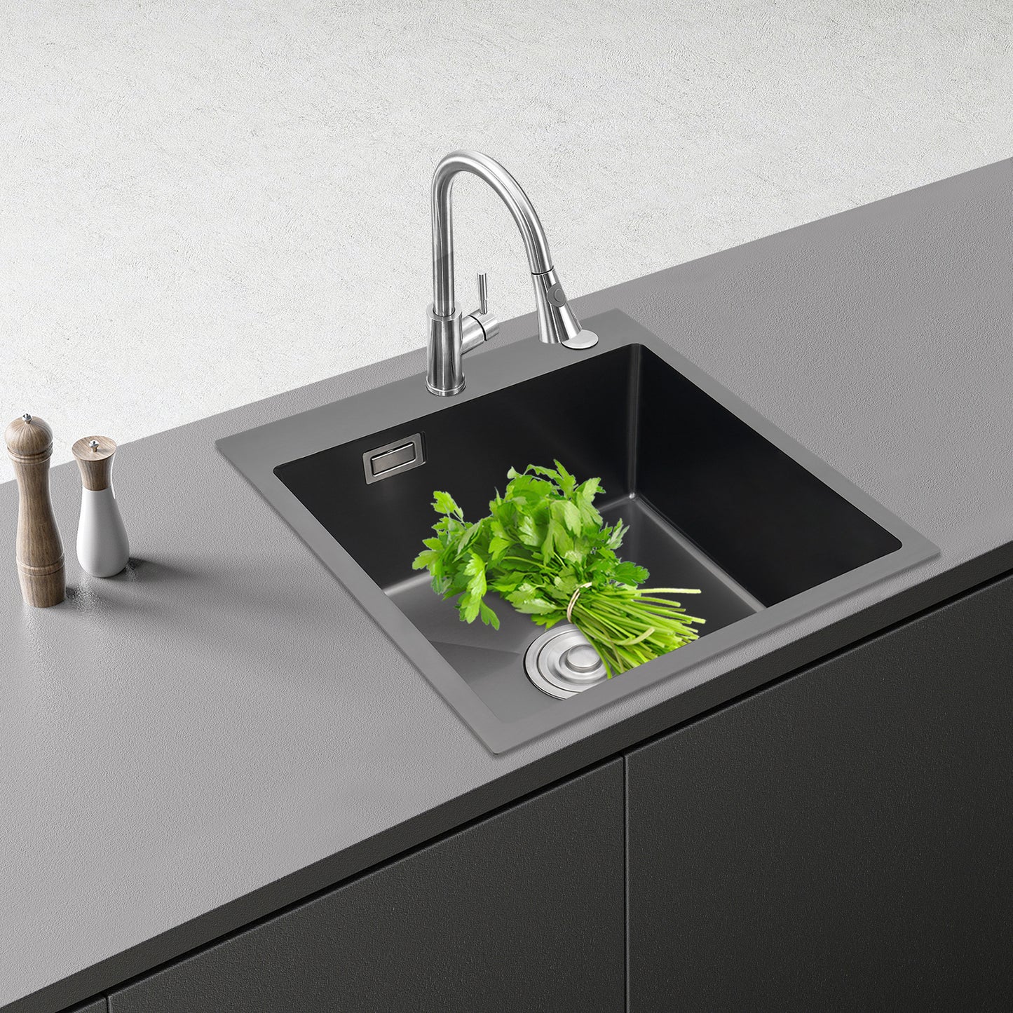 45*50 sink+ drainer- length 45 width 50 (black), stainless Steel Golden Rectangular Sink for Kitchens, Restaurants, Cafes, Bars, Hotels