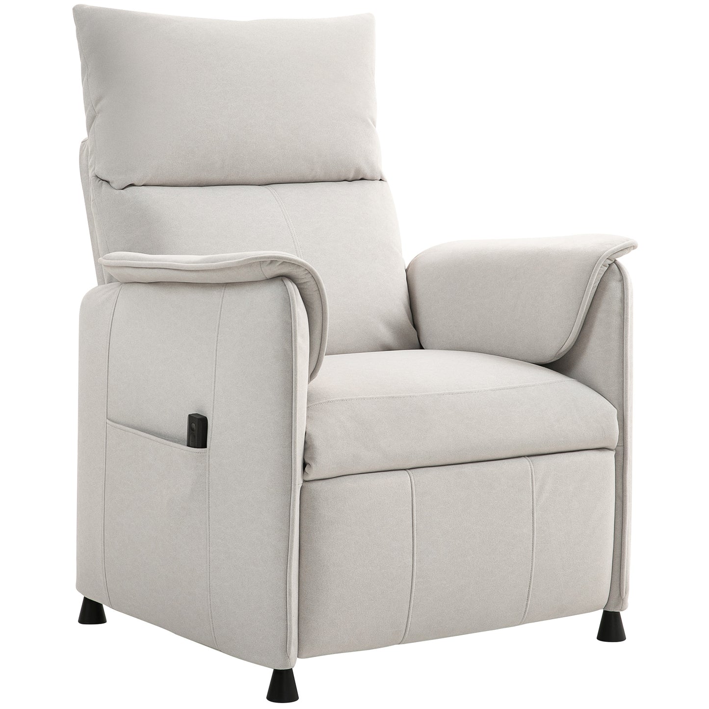 Elektrische Relaxfauteuil – Ligstoel – Relaxstoel – Verstelbare Stoel – Fauteuil – Velvet-achtige Bekleding – Afstandsbediening – Compact 80x83x104 cm – Crème