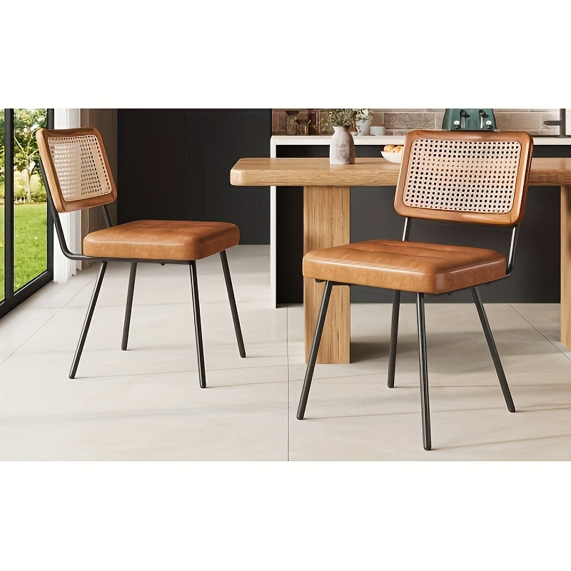 Eetkamerstoel – Stoel – Dining Chair – Zitstoel – Kamerstoel – Modern – Katoen Zitting – Stevige A-Frame Constructie – Compact & Lichtgewicht – Warm Bruin