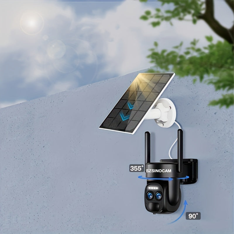 Beveiligingscamera – Bewakingscamera – Camerabewaking – Buitencamera – 4x 3MP PTZ 2K Resolutie – Solar Paneel & Kleurennachtzicht