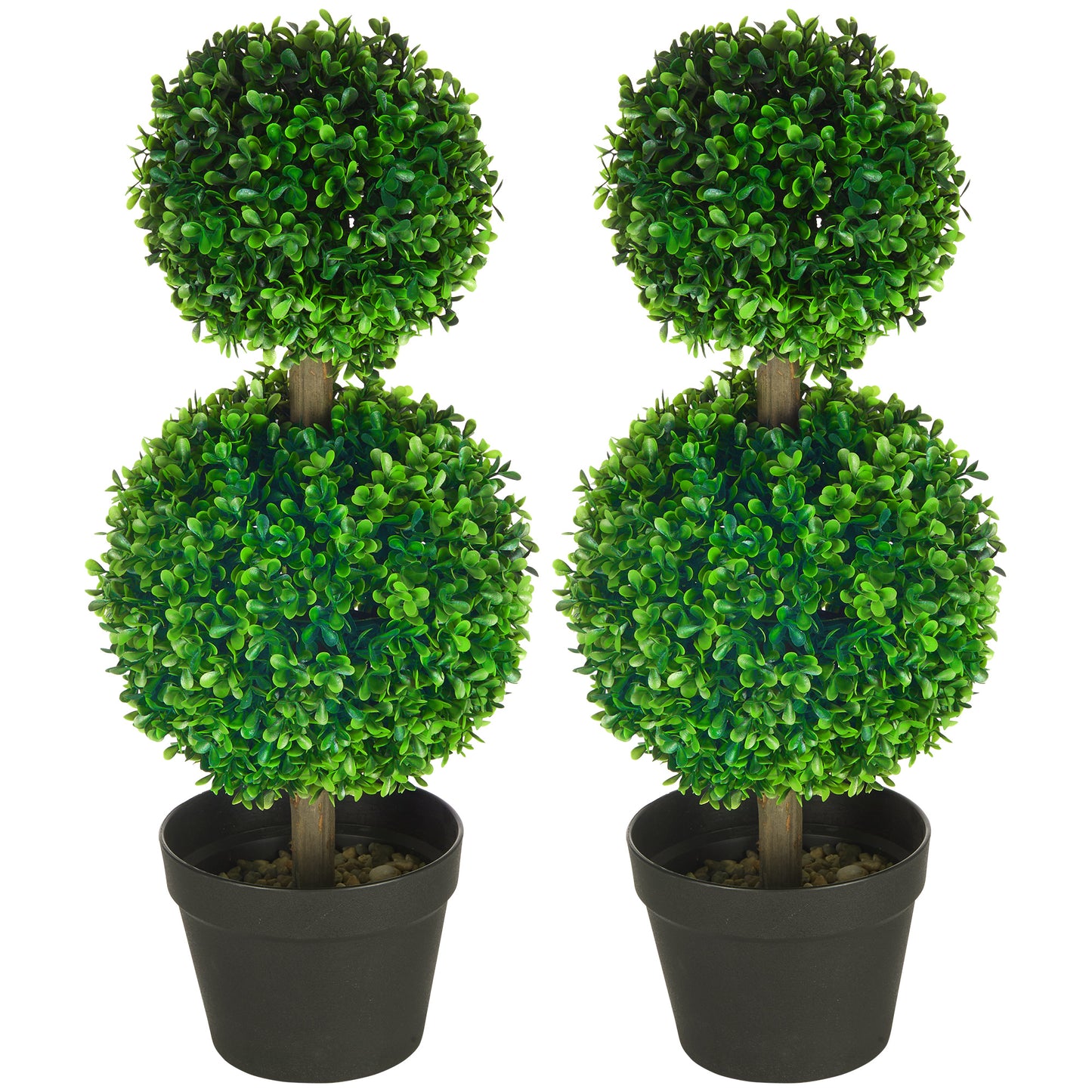 Kunststof Buxusbomen – Kunstbuxus – Nepbuxus – Sierstruik – Kunstplant – Groen – Onderhoudsvrij – Weerbestendig – 60 cm – Set van 2
