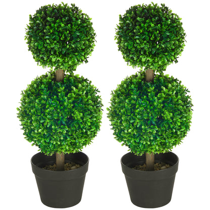 Kunststof Buxusbomen – Kunstbuxus – Nepbuxus – Sierstruik – Kunstplant – Groen – Onderhoudsvrij – Weerbestendig – 60 cm – Set van 2