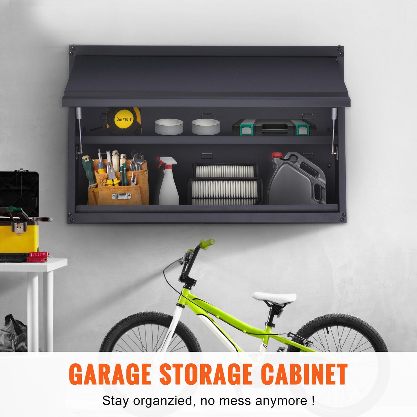 Metalen Opbergkast – Stalen Opbergkast – Werkplaatskast – Garagekast – Opbergkast Wandmontage – Verstelbare Legborden – Uniek Opensysteem – Draagvermogen 110 kg
